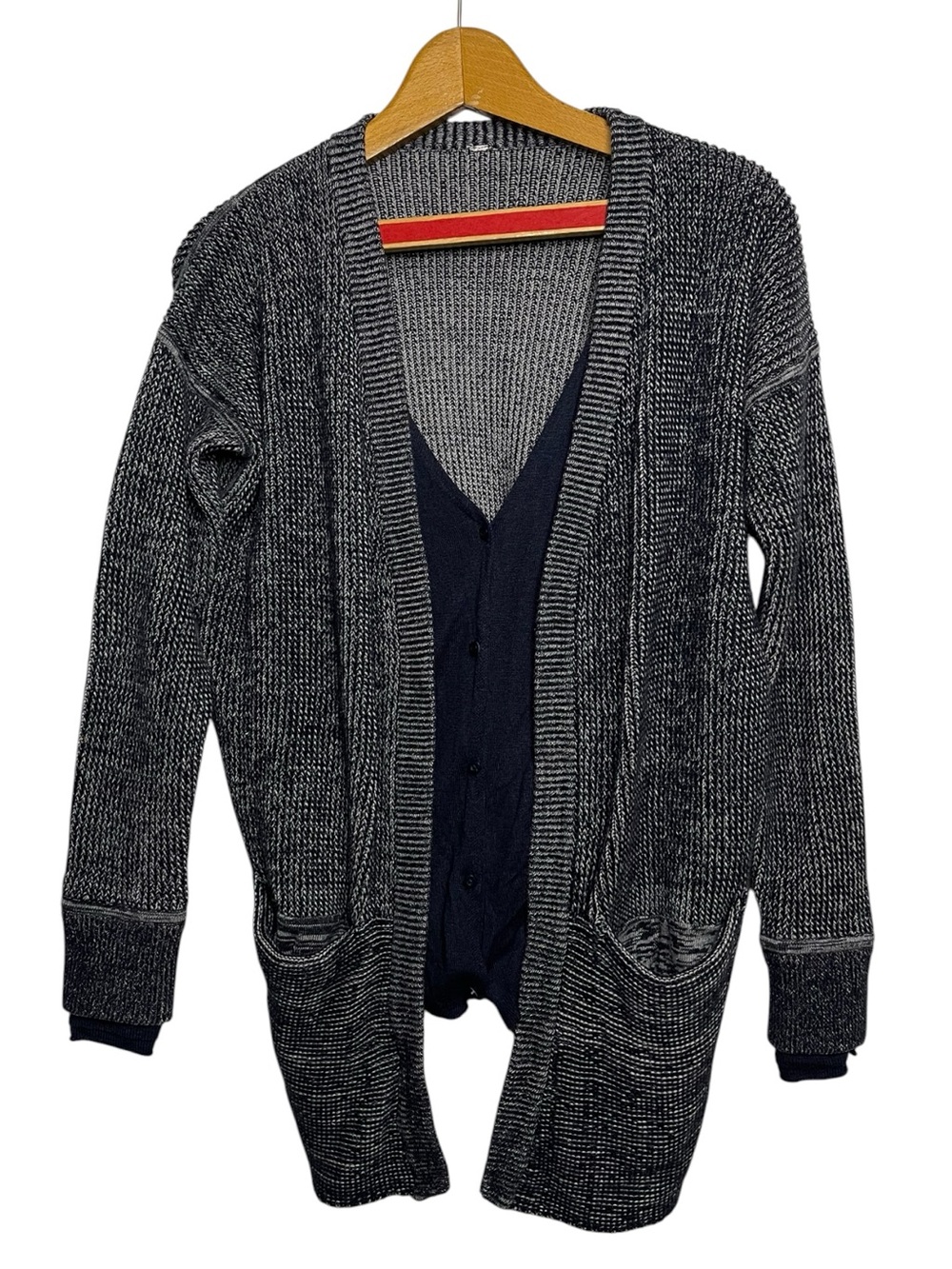 Lululemon Vestigan Heathered Navy Layered Open Front Cardigan Sweater - Picture 2 of 6